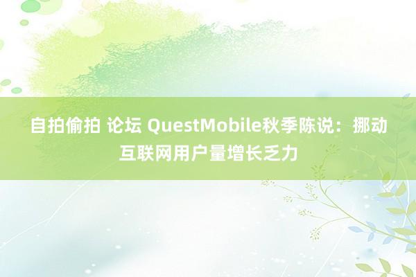 自拍偷拍 论坛 QuestMobile秋季陈说：挪动互联网用户量增长乏力