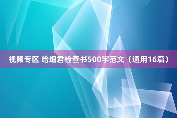 视频专区 给细君检查书500字范文（通用16篇）